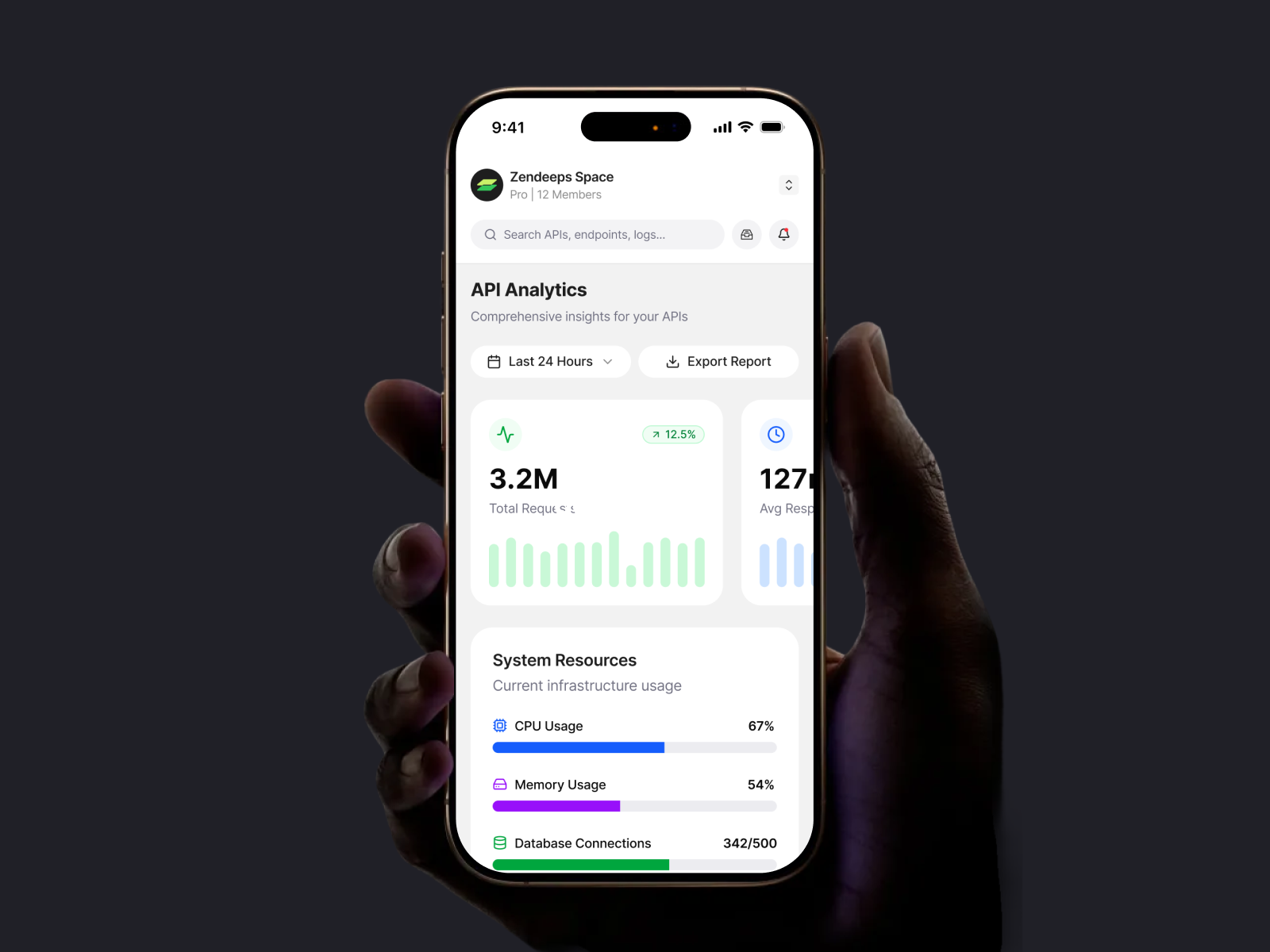MonuPi Endpoints Dashboard showing detailed metrics and health status